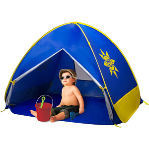 Kid inside Baby Beach Tent