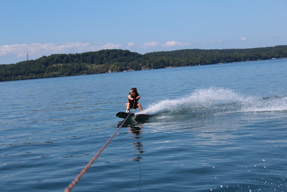 girl during wakeboarding